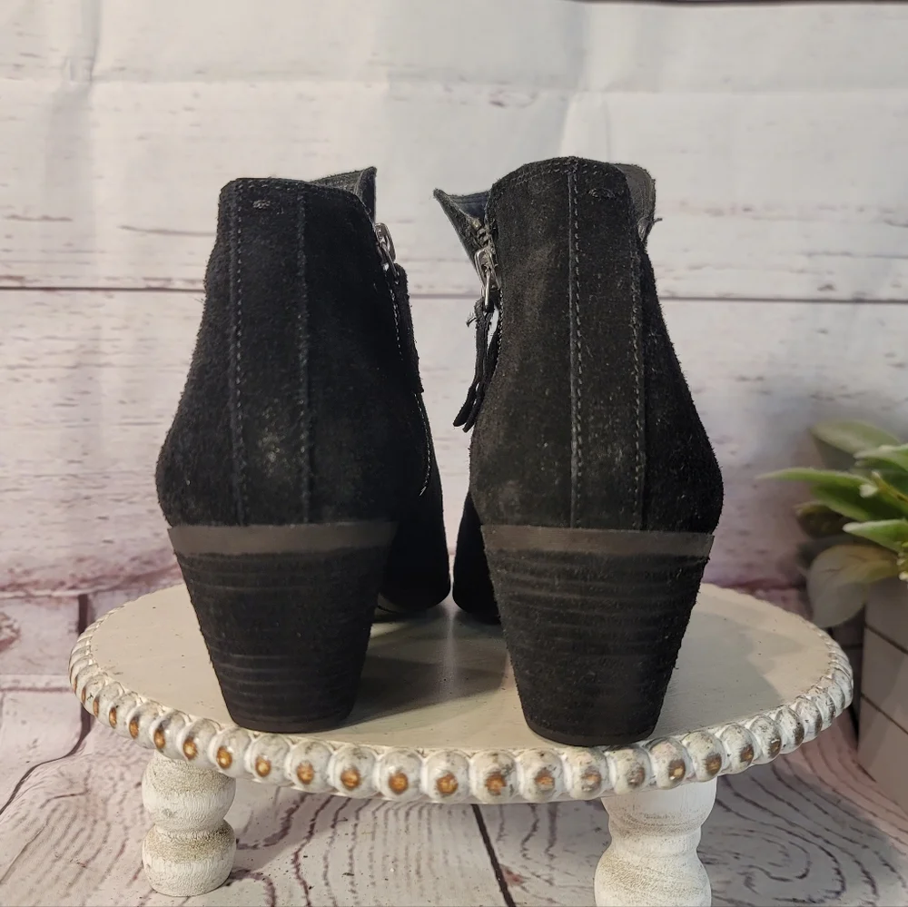 Frye Judith Black Suede Double Zip Bootie Size 8.5M